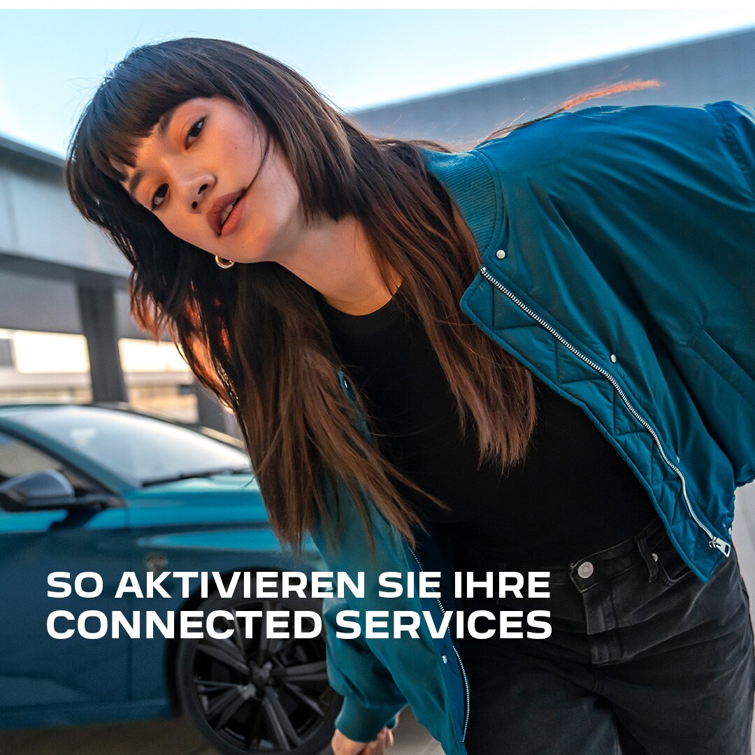 Woman in front of a Peugeot 308 SW